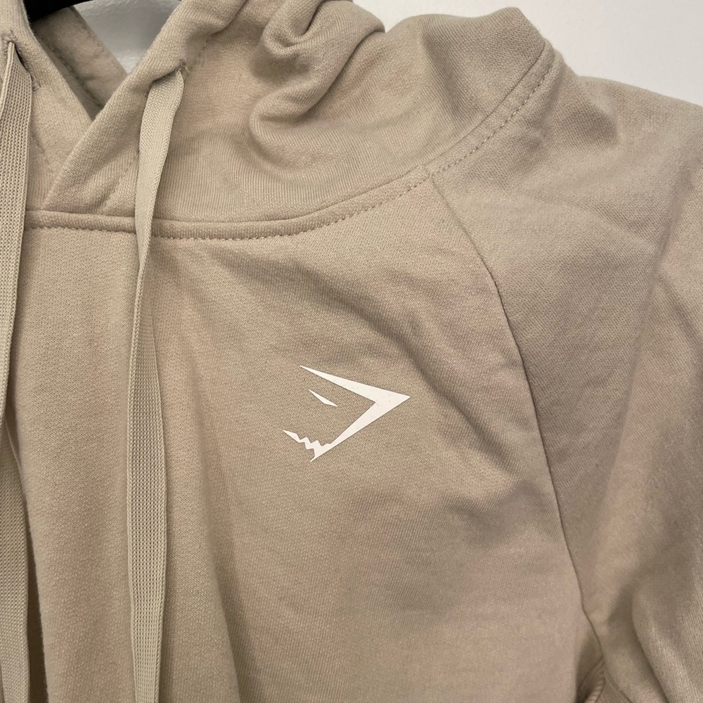 Gymshark Cropped Workout Hoodie in Beige/Tan Size M Weightlifting Gym Activewear - Picture 3 of 6